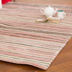 Candy Stripe Beige & Pink Rug - Choice of Sizes