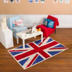 Cowhide Red, Blue & White Union Jack Patchwork Rug
