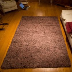Chocolate Brown Wool Rug with Curls Design