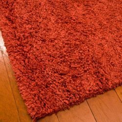 Vibrant Red Wool Rug with Curls Design - 140cmx200cm