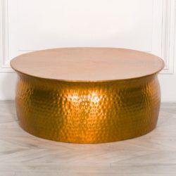 Round Hammered Metal Copper Coffee Table
