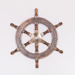 Wooden Vintage Ships Wheel with Brass Detail