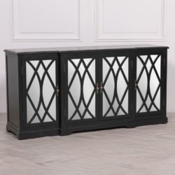 Marlina Classic Large Black Sideboard with Mirrored Doors