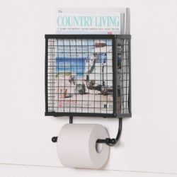 Black Wire Mesh Toilet Roll Holder & Magazine Rack