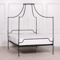 Black Iron Metal King Size 4 Poster Bed Frame with Canopy Holder