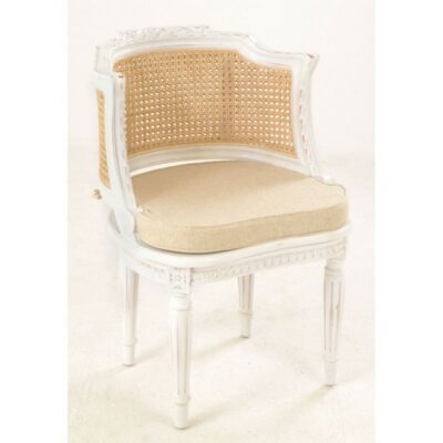 Vintage Style Distressed White Rattan Chair