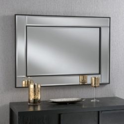 Rene Bevelled Frameless Wall Mirror with Black Detail