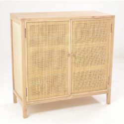 Sabrina Rattan & Teak Wood Cabinet Cupboard with Rattan Doors