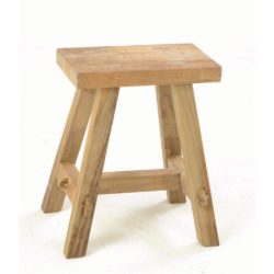 Rustic Solid Teak Wood Stool for Kitchen or Dining