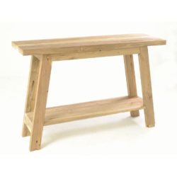 Rustic Chunky Solid Console Table with Undershelf