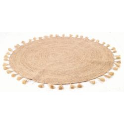 Rustic Raffia Round Rug with Tassel Detail - Available in a Choice of Colours
