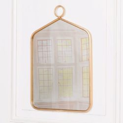 Rectangular Gold Wall Mirror with Ring Detail
