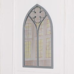 Large Arched Gothic Window Mirror in Grey Metal