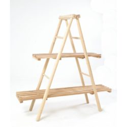 Light Teak Wood Pyramid Ladder Style Bookcase Display Unit