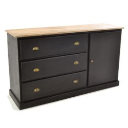 Raymond Large Black Wooden Sideboard with 3 Drawers
