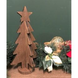 Rustic Wooden Christmas Tree Ornament with Star on Stand
