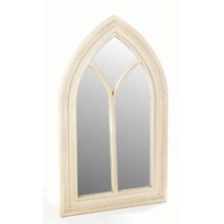 Solid Mahogany Wood Cathedral Window Style Arched Mirror - Choice of Colours
