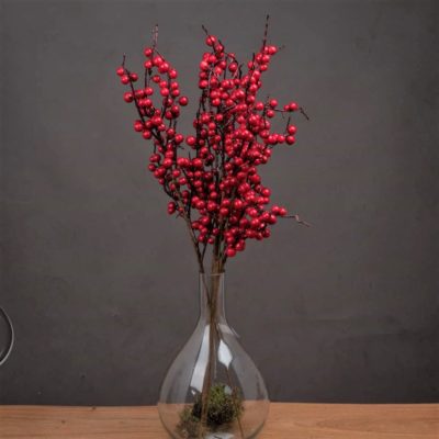 Faux Festive Red Berry Stem