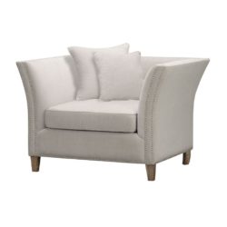 Valencia Luxury Pale Grey Armchair with Cushion Back & Stud Detail
