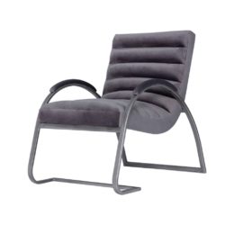 Contemporary Luxury Grey Velvet Lounge Chair with Arc Frame