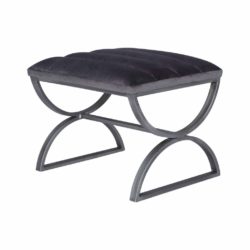 Contemporary Luxury Grey Velvet Footstool with Arc Frame