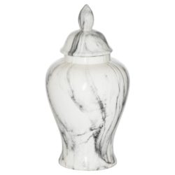Carrione White Marble Effect Ginger Jar Vase with Lid - Choice of Sizes