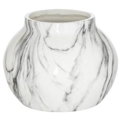 Carrione White Marble Effect Round Vase