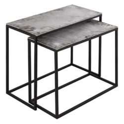 Pair of Vancouver Metal Side Tables with Silver Cast Iron Effect