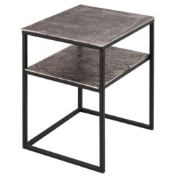 Vancouver Metal Lamp Table with Silver Cast Iron Effect & Undershelf