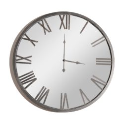 Vintage Silver Metal Mirrored Round Wall Clock