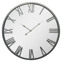 Grey Mirrored Round Wall Clock