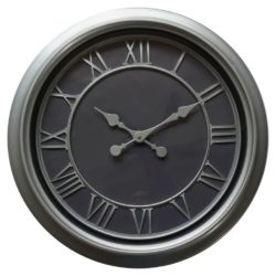 Vintage Style Black Wall Clock with Chunky Silver Frame
