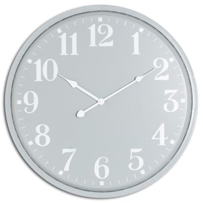 Modern Round Grey Wall Clock with White Numbers - Choice of Sizes