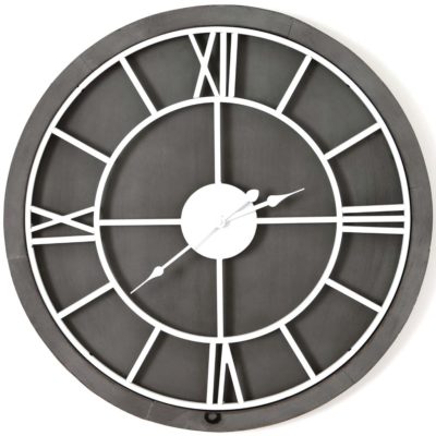 Pickard Round Wall Clock in Grey Wood & White - Choice of Sizes