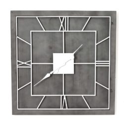 Pickard Square Wall Clock in Grey Wood & White - Choice of Sizes