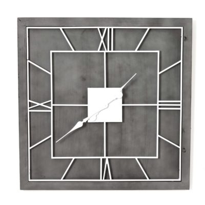 Pickard Square Wall Clock in Grey Wood & White - Choice of Sizes