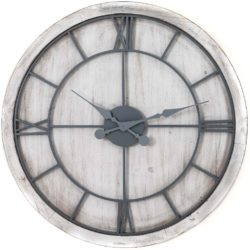 Lionel Round Wooden Wall Clock with White Wash Finish - Choice of Sizes