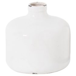 Regala Fat Bottle White Ceramic Vase with Crackle Glaze