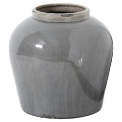 Columbia Collection Large Wide Grey Vase with Crackle Glaze