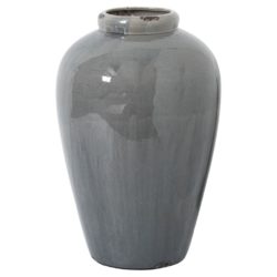 Columbia Collection Large Tall Grey Vase with Crackle Glaze