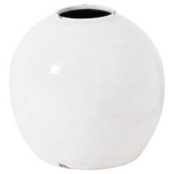 Regala Round White Ceramic Vase with Crackle Glaze