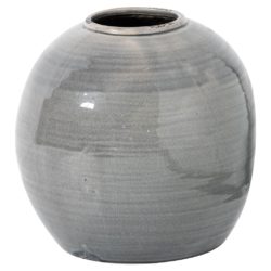 Columbia Collection Round Grey Vase with Crackle Glaze