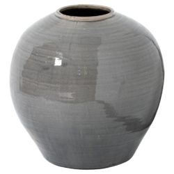Columbia Collection Large Grey Globe Vase with Crackle Glaze