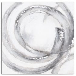 Cyclone Abstract Canvas Oil Painting in Textured Grey & Silver Shades