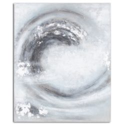 The Wave Abstract Canvas Oil Painting in Textured Grey & Silver