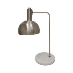 Industrial Silver Table Desk Lamp with White Marble Base