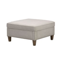 Valencia Luxury Pale Grey Footstool Pouffe with Stud Detail
