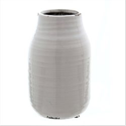 Regala Turned White Ceramic Vase with Crackle Glaze