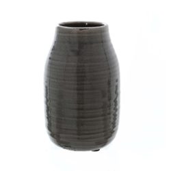 Turned Ceramic Storm Grey Vase with Crackle Glaze