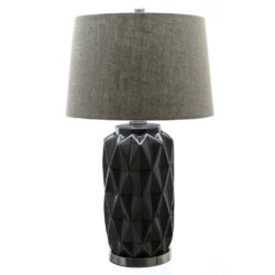 Abstract Dark Grey Table Lamp with Linen Shade